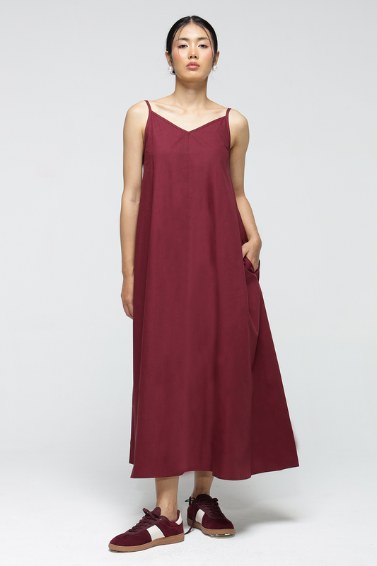 Stella V-Neck Dress : Merlot