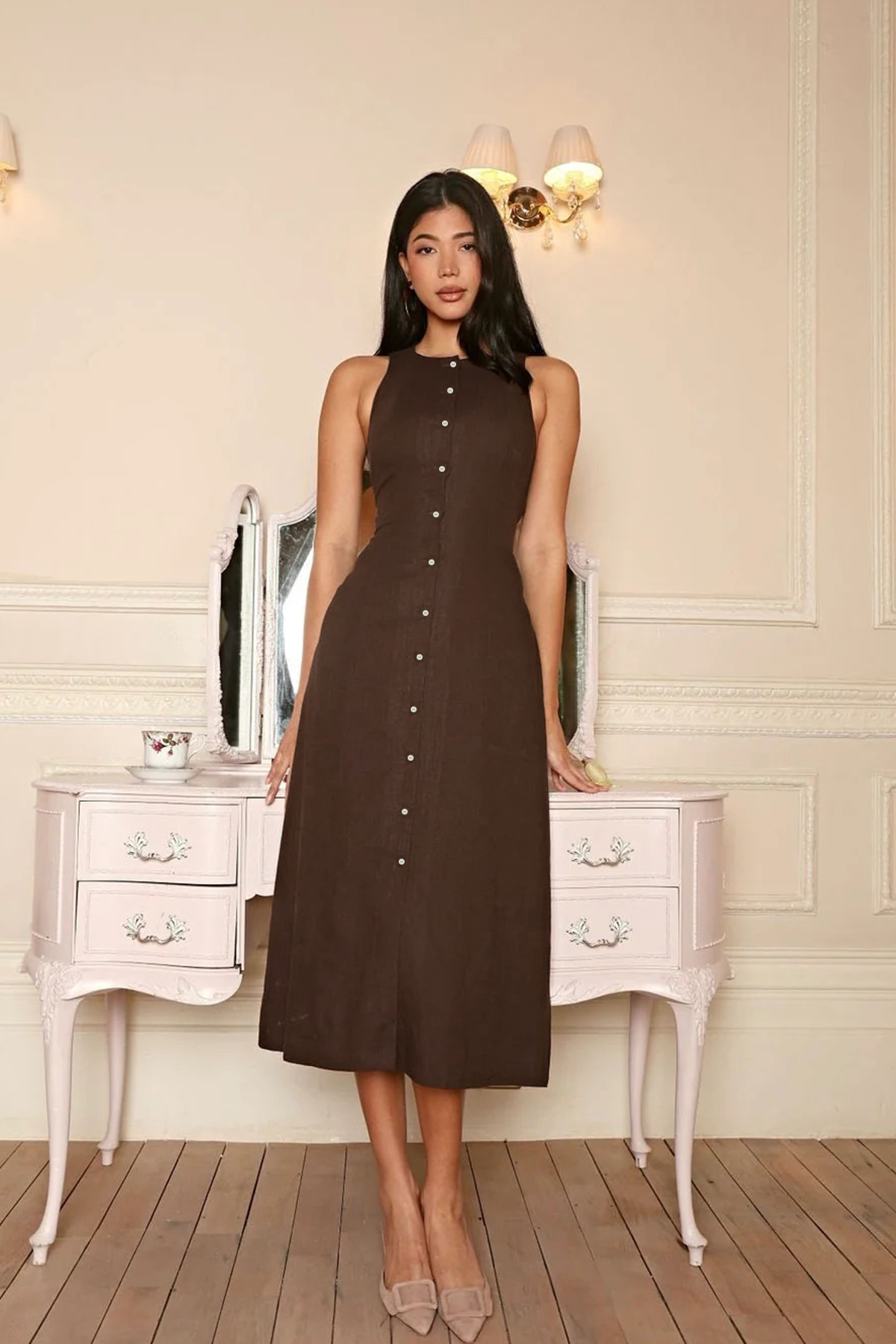 Jeany Shirt Dress : Brown