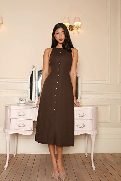 Jeany Shirt Dress : Brown