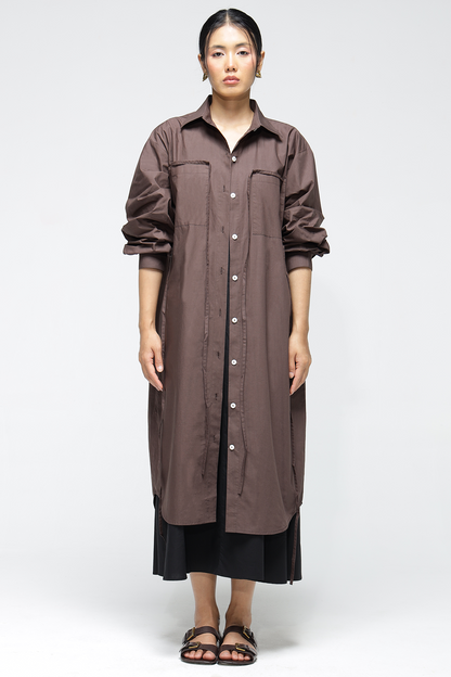 Elliot Shirt Dress : Cocoa