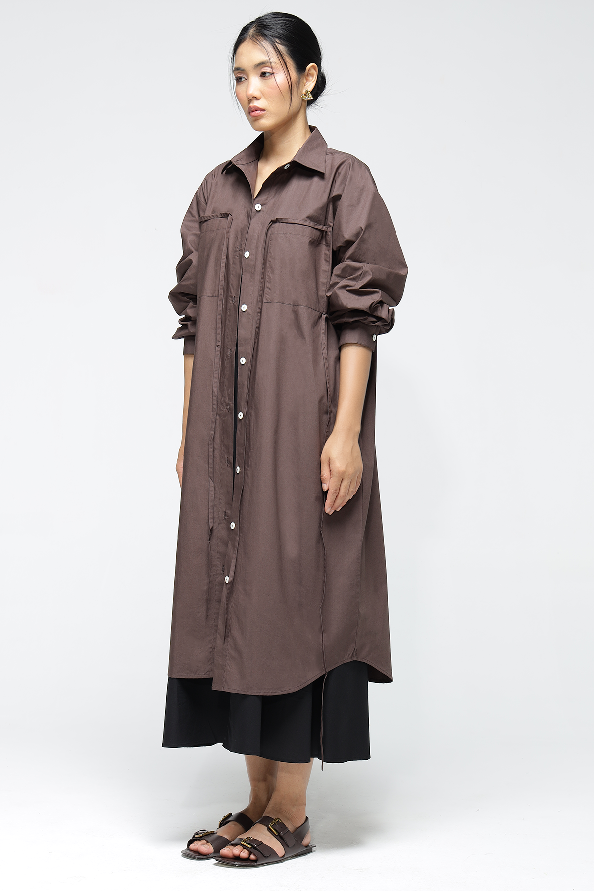 Elliot Shirt Dress : Cocoa