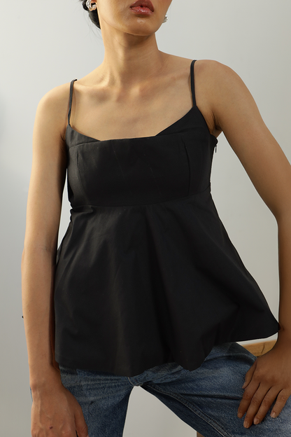 Tefi Peplum Top : Black