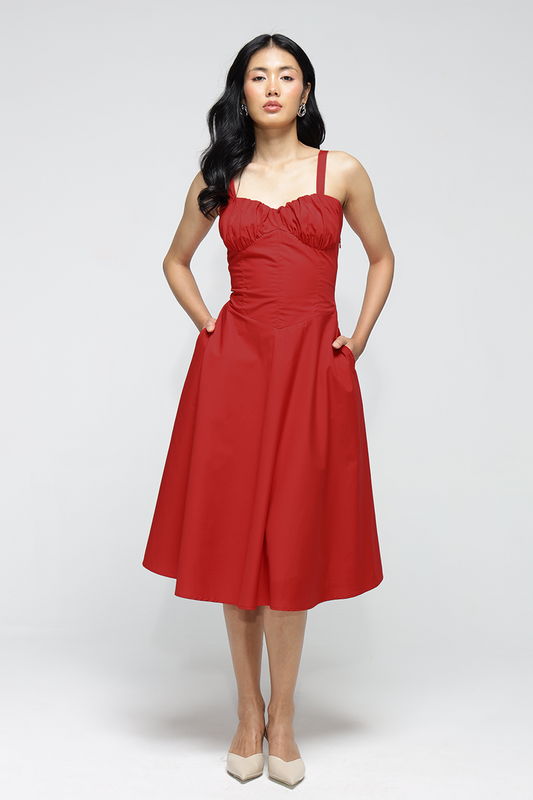 Janie Pocket Dress : Crimson