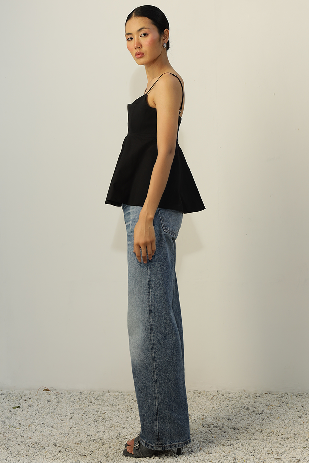 Tefi Peplum Top : Black