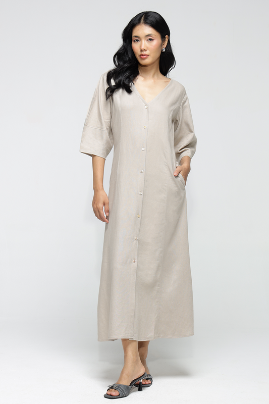 Sara Linen Dress : Natural