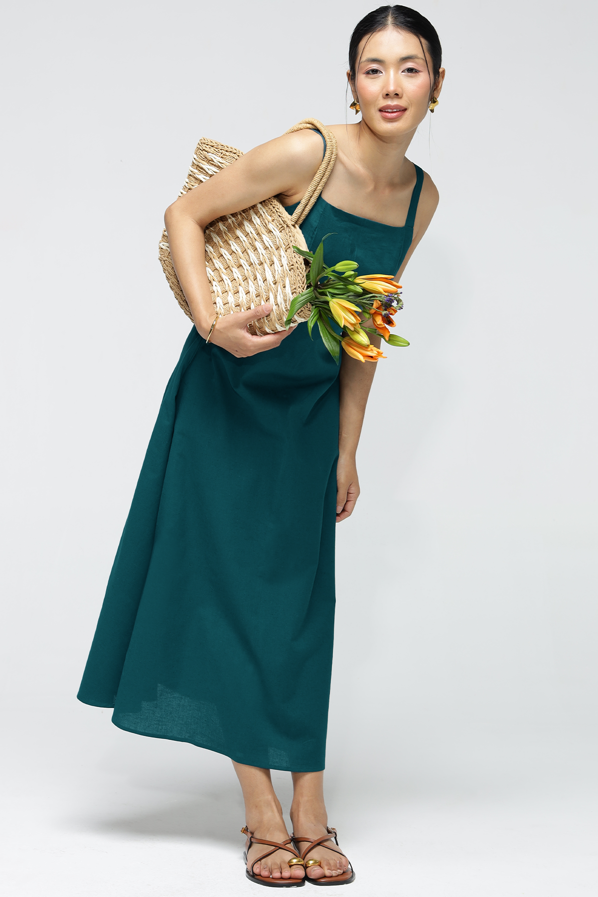 Fiora Linen Dress : Persian blue