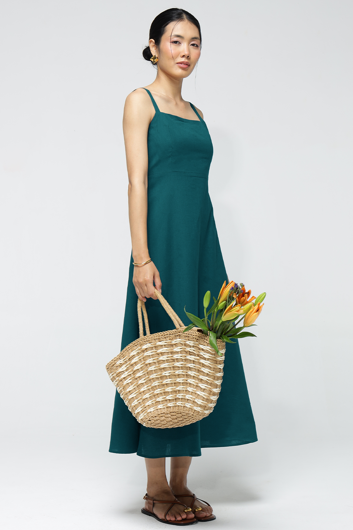 Fiora Linen Dress : Persian blue